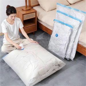 Transparent Vacuum Storage Bags with Hand Pump Space Saving Compression Bags for