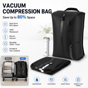 Nylon Reusable Vacuum Compression Bag with Electric Pump Vacuum Travel Storage B