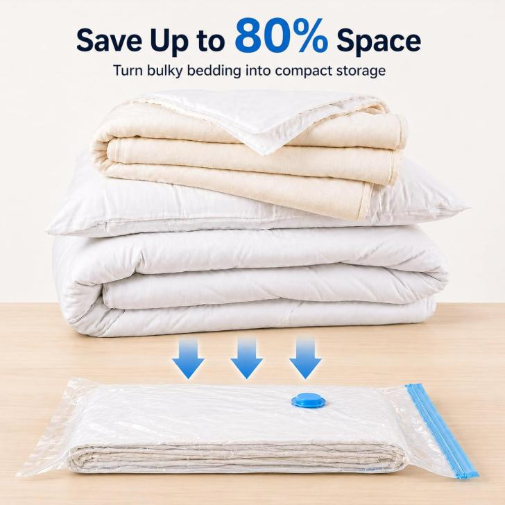 Reusable Vacuum Storage Bags for Travel Clothes Compression Bags with Airtight V