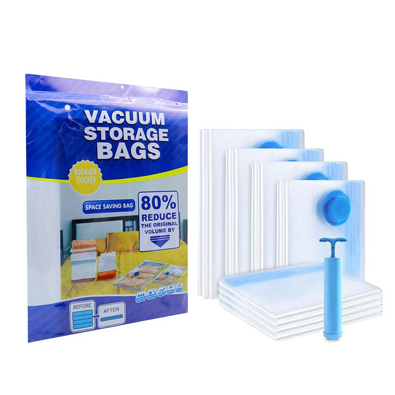 Blue Reinforced Vacuum Bags with Tear Resistance for Heavy Blankets in Living Ro