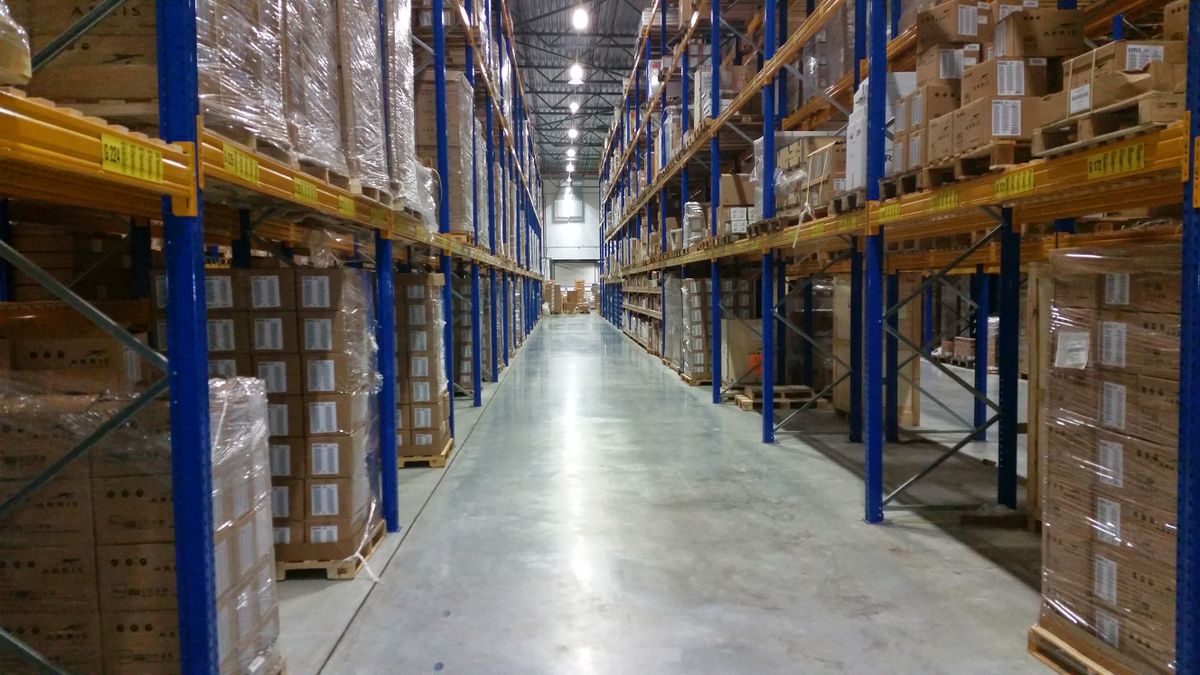 Stacks of cardboard boxes in warehouse for ecommerce fulfillment and dropshipping