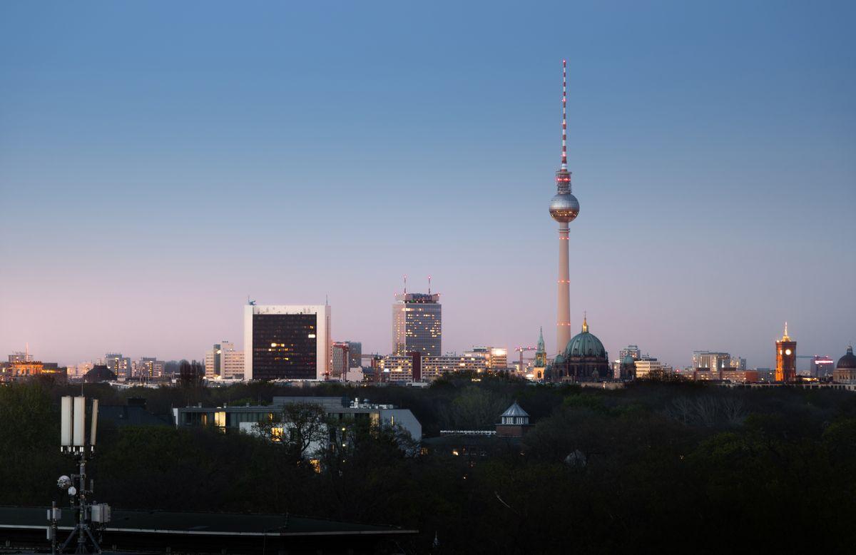 Berlin Germany skyline at twilight showing the iconic TV tower — representing Germany as Europe's largest vacuum storage bag market