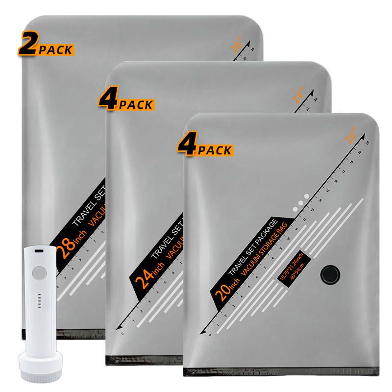 10-Piece PE Vacuum Seal Bags Electric Air Pump Hand Pump 200ml Capacity Compression Storage for Clot