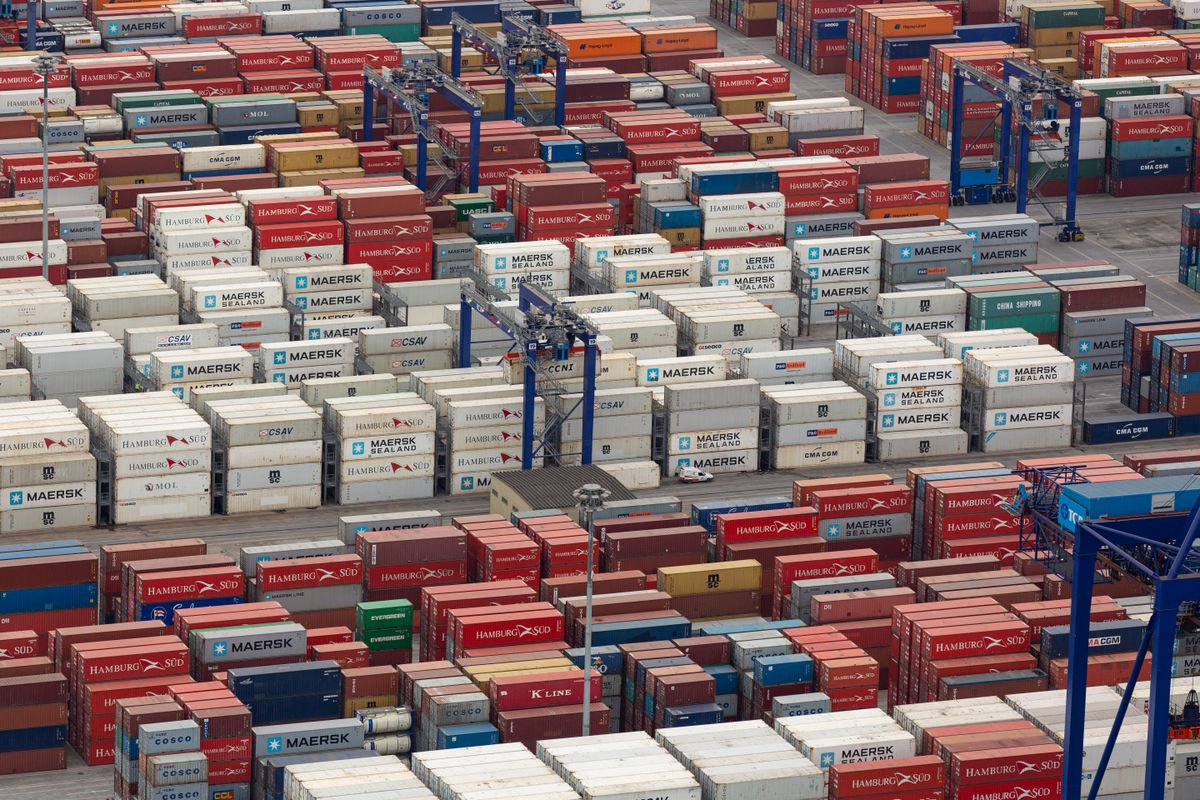 Shipping containers at port — cross-border vacuum bag compliance requires navigating GPSR, UKCA, and Prop 65 regulations