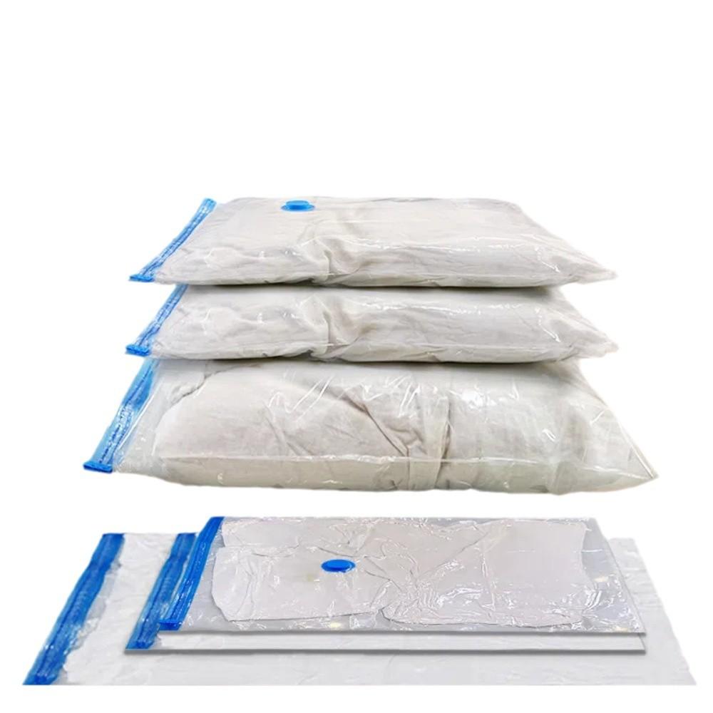 Custom Logo Blue Valve Vacuum Bags with Double Zipper Dustproof and Organizing Feature for Seasonal Clothes Bedding Storage